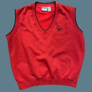 Reebok Golf Vintage Cotton Red Black Embroidered Vest Men's Size Extra Large